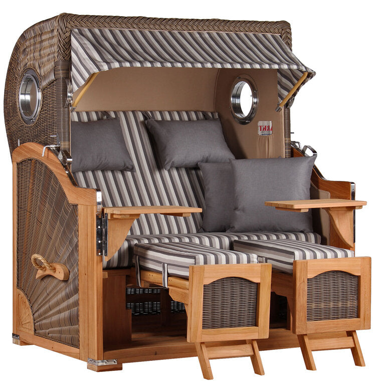 Strandkorb Düne Grande Bullauge Teak PE Grey Dessin 545