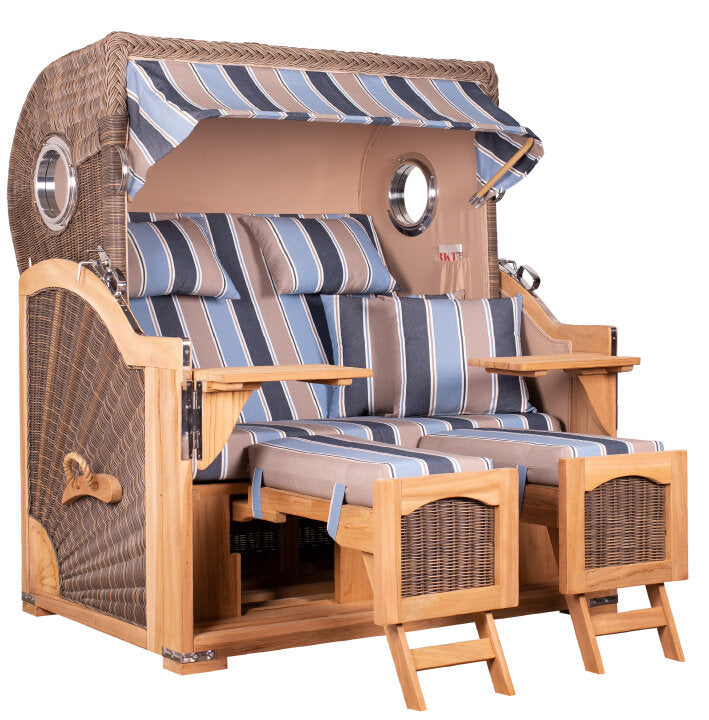 Strandkorb Düne Grande Bullauge Teak PE Grey Dessin 580