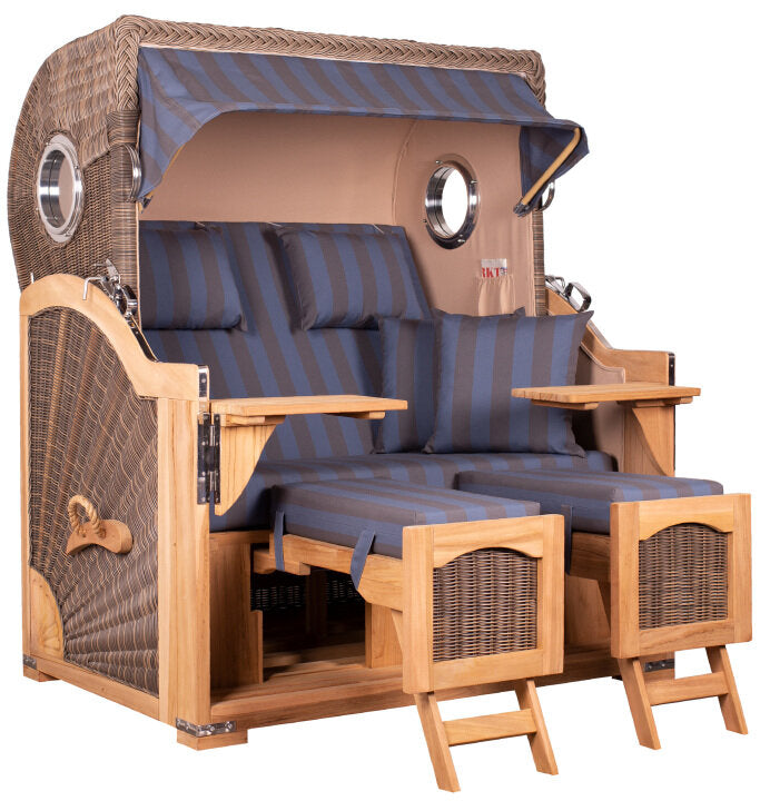 Strandkorb Düne Grande Bullauge Teak PE Grey Dessin 582