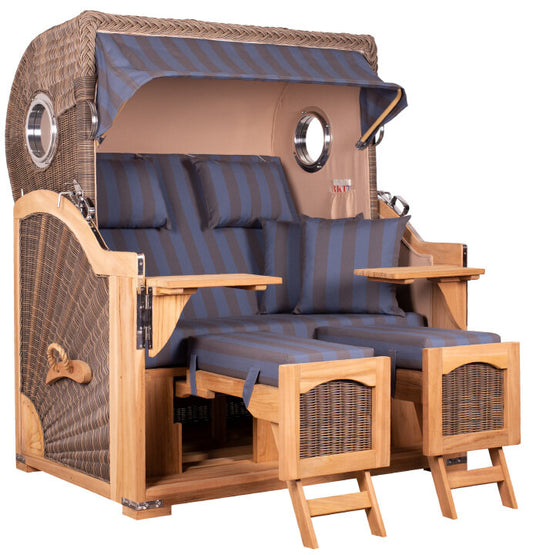 Strandkorb Düne Grande Bullauge Teak PE Grey Dessin 582