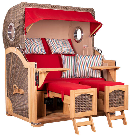 Strandkorb Düne Grande Bullauge Teak PE Grey Dessin 585