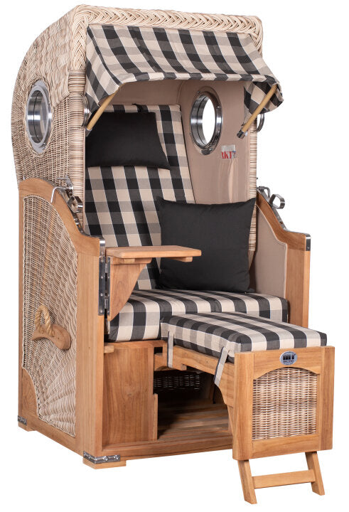 Strandkorb Düne Single Bullauge Teak PE Shell Dessin 505