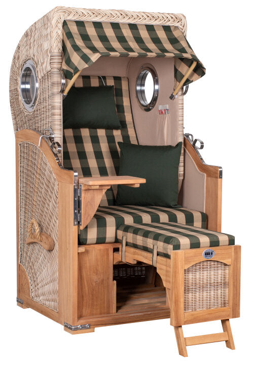 Strandkorb Düne Single Bullauge Teak PE Shell Dessin 506