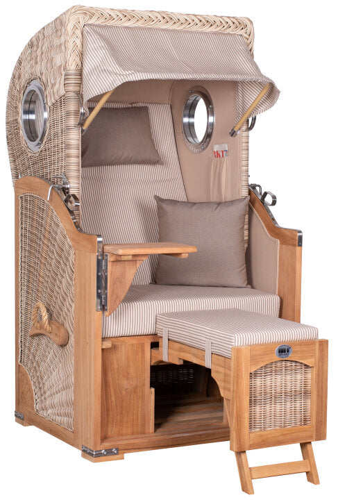 Strandkorb Düne Single Bullauge Teak PE Shell Dessin 510