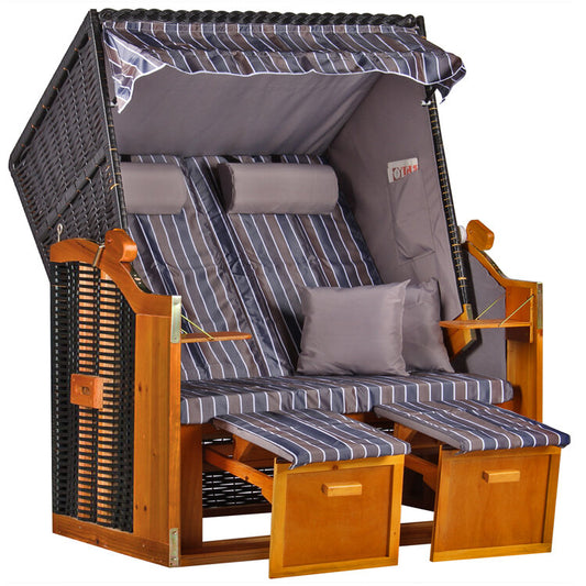 Strandkorb Ostsee Wacholder PE Schwarz Dessin Anthrazit Braun