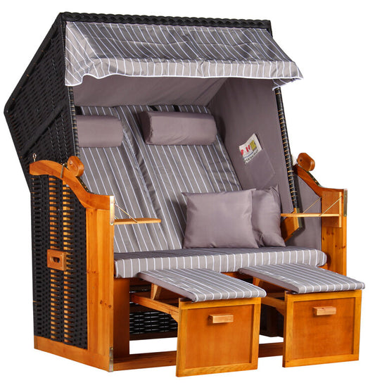 Strandkorb Ostsee Wacholder PE Schwarz Dessin Royal Grau