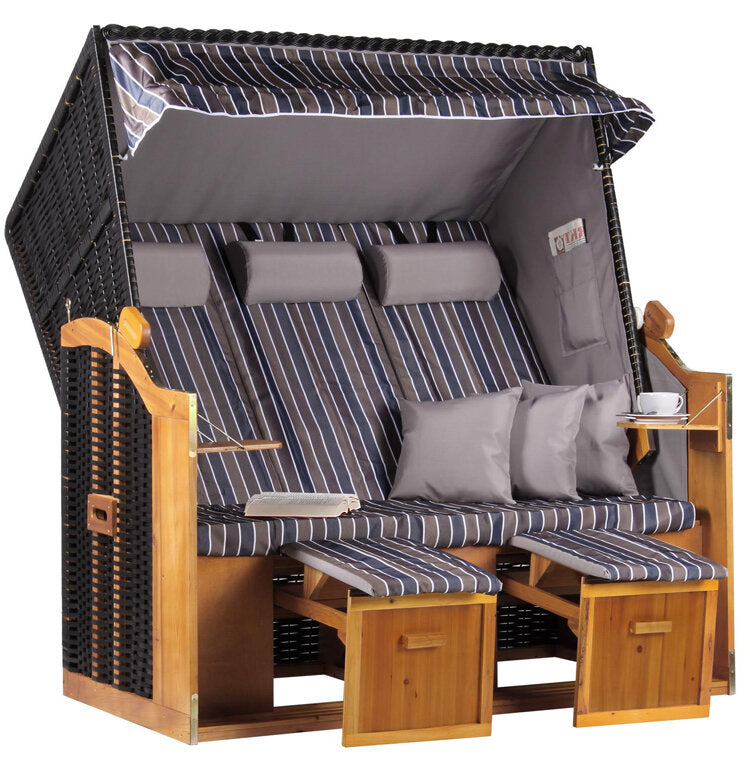 Strandkorb Ostsee XXL Wacholder PE Schwarz Dessin Anthrazit Braun