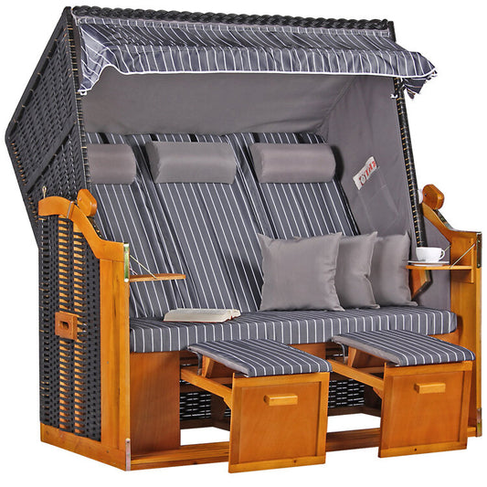 Strandkorb Ostsee XXL Wacholder PE Schwarz Dessin Royal Anthrazit