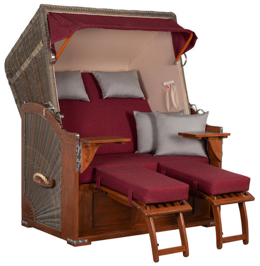 Strandkorb Seeblick Mahagoni PE Grey Dessin 594