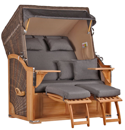 Strandkorb Seeblick Teak PE Grey Dessin 551