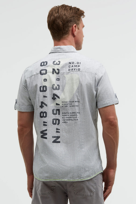 CAMP DAVID Streifenhemd Kurzarm mit Backprint