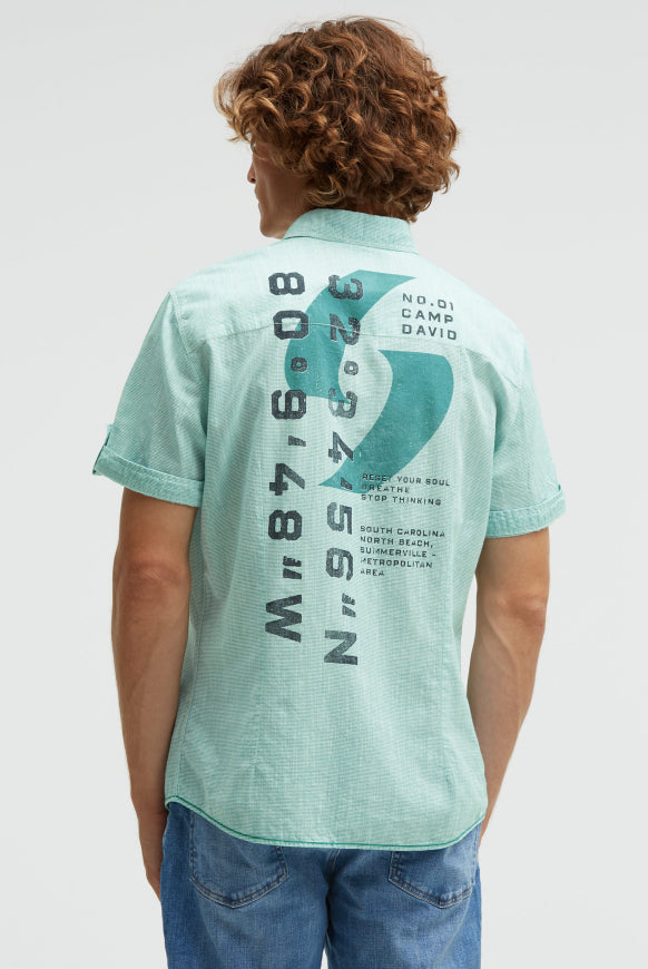 CAMP DAVID Streifenhemd Kurzarm mit Backprint