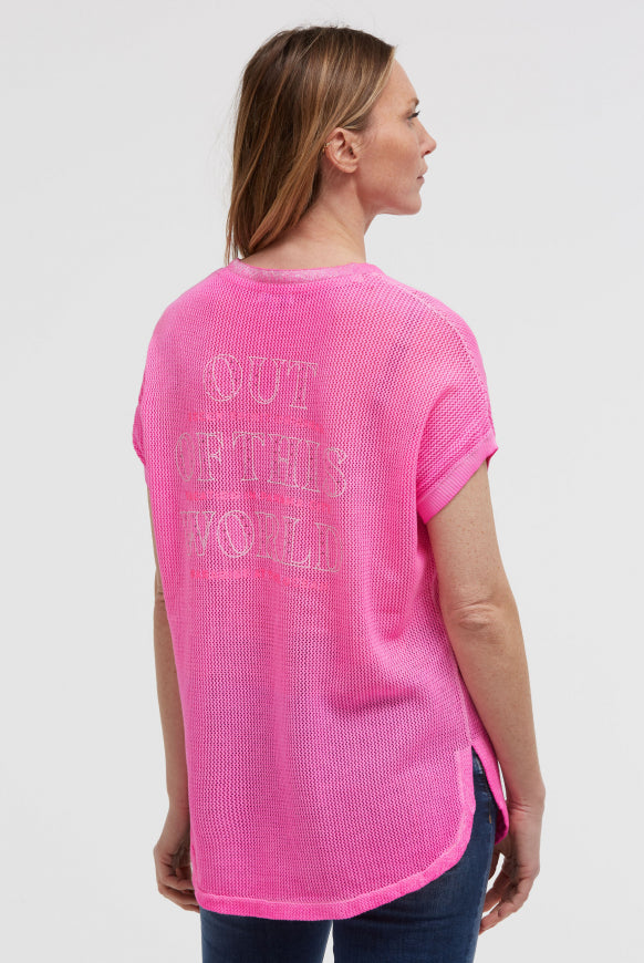 SOCCX Strickshirt mit V-Ausschnitt und Backprint
