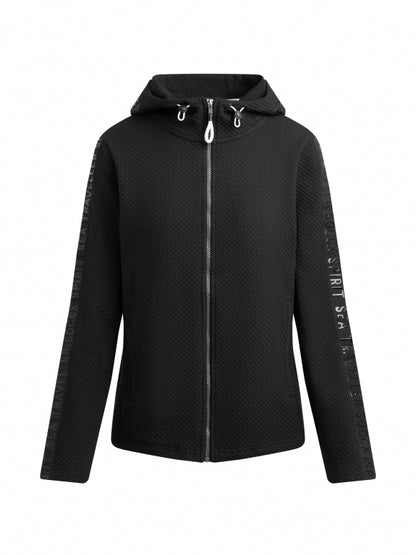 SOCCX Strukturierte Sweatjacke mit Kapuze und Glossy Prints - black