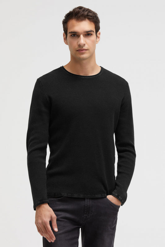 CAMP DAVID Strukturierter Pullover Stone Washed