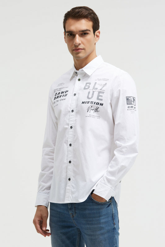 CAMP DAVID Strukturiertes Langarmhemd mit Used Print