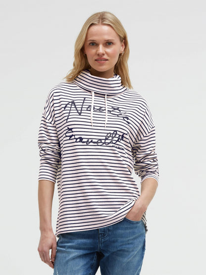 SOCCX Strukturiertes Langarmshirt mit Streifen und Kragen - shell sand