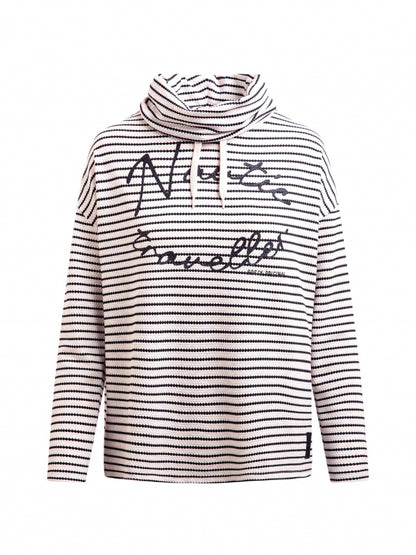 SOCCX Strukturiertes Langarmshirt mit Streifen und Kragen - shell sand