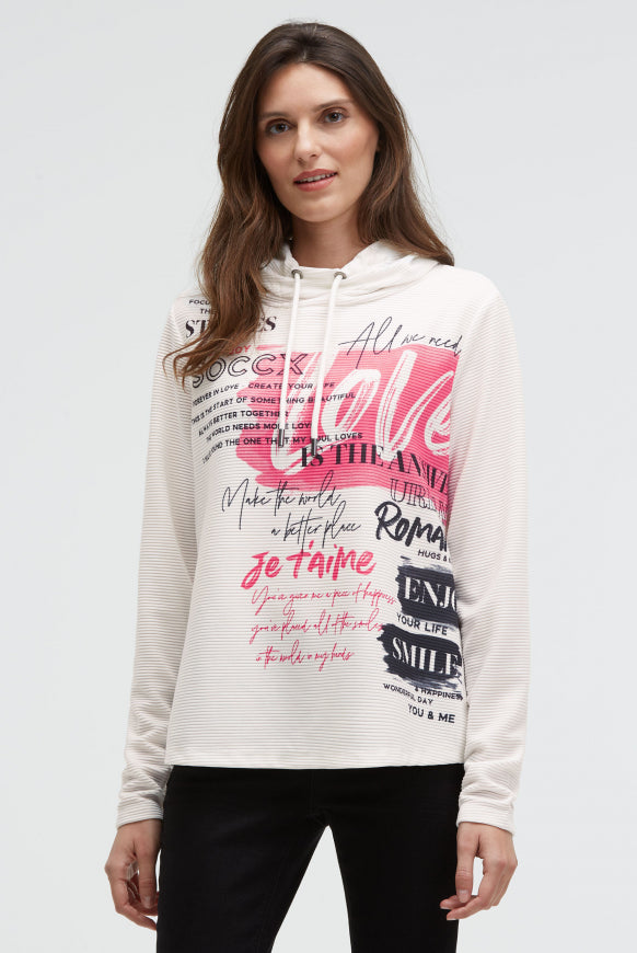 SOCCX Strukturiertes Sweatshirt mit hohem Kragen und Artwork