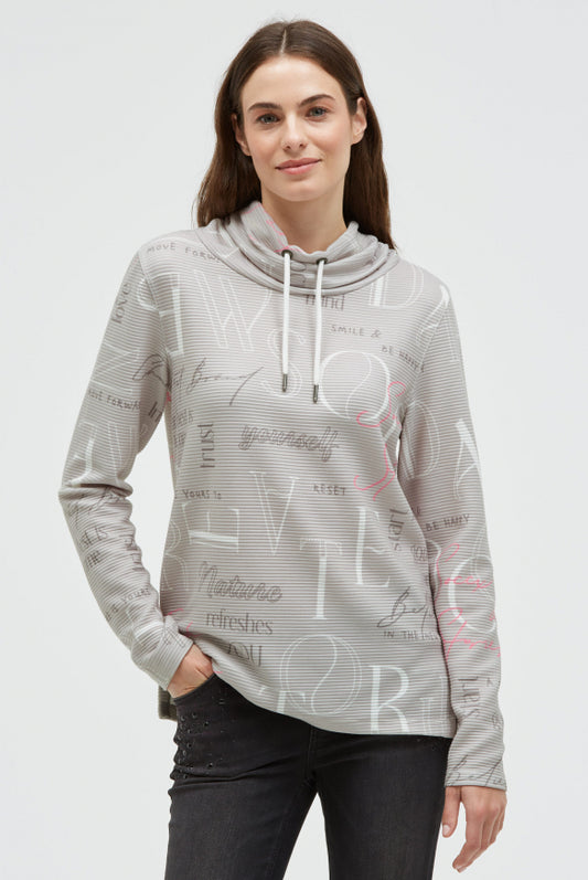 SOCCX Strukturiertes Sweatshirt mit hohem Kragen und Artwork