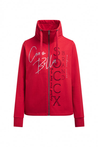 SOCCX Sweatjacke mit hohem Kragen und Folienprints - red orange