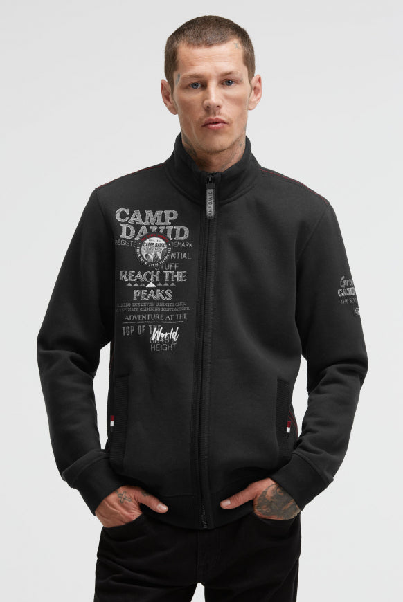 CAMP DAVID Sweatjacke mit Logo Prints, Stickereien und Patches