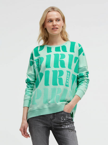 SOCCX Sweatshirt mit All Over Print und Seitenschlitzen - ocean mint