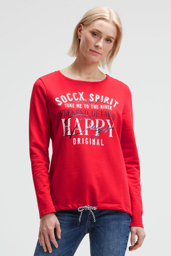 SOCCX Sweatshirt mit Artwork und Kordelzug im Saum