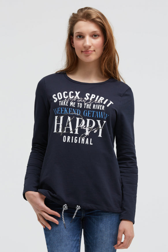 SOCCX Sweatshirt mit Artwork und Kordelzug im Saum