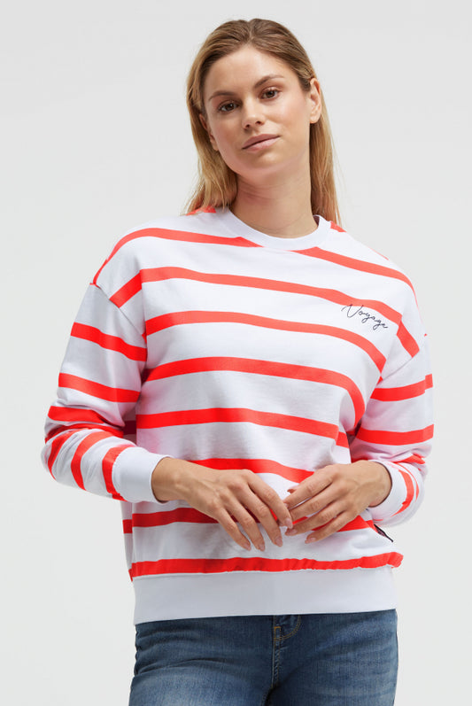 SOCCX Sweatshirt mit Streifen-Design und Stickerei