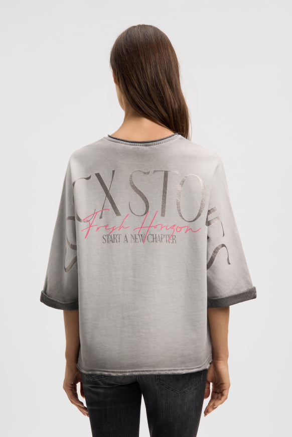 SOCCX Sweatshirt Oil Dyed mit Kurzarm und Backprint