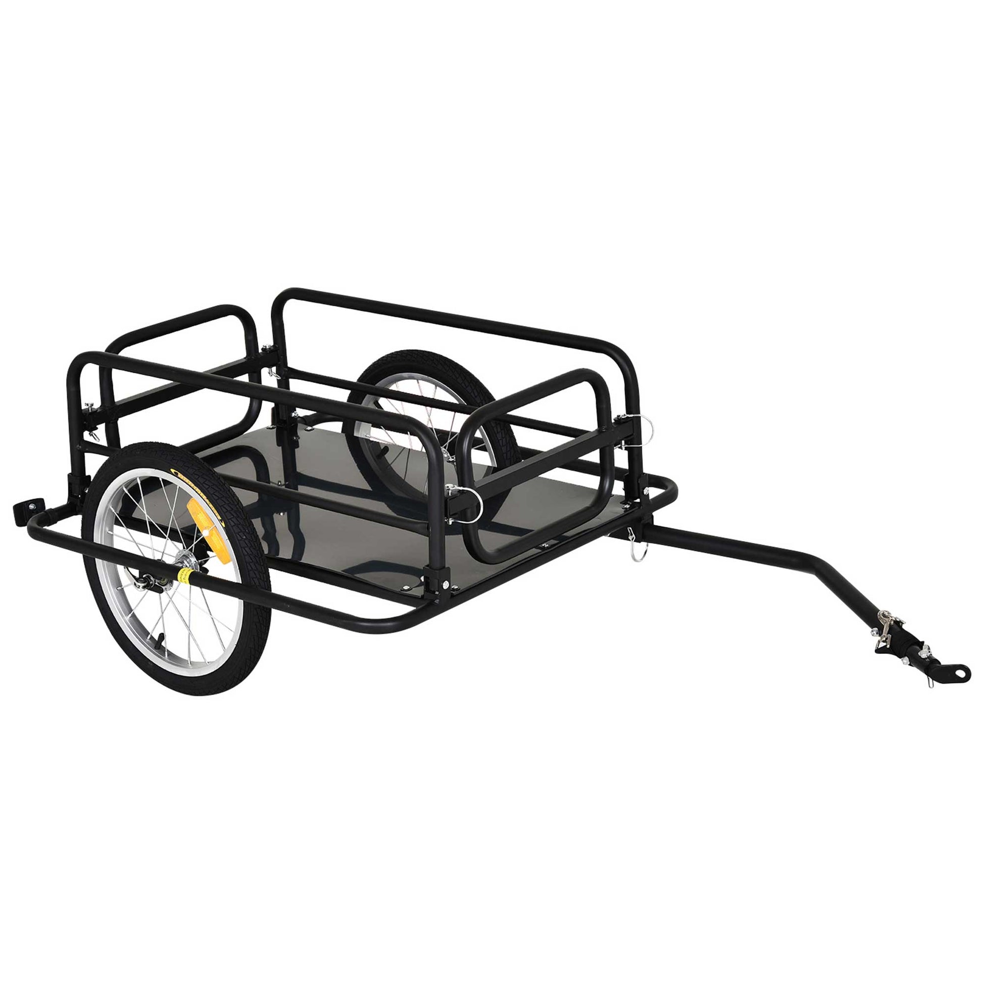 HOMCOM Lastenanhänger für Fahrrad Transportanhänger Fahrradanhänger Handwagen Kupplung faltbar Stahl Schwarz 139 x 71,5 x 49 cm   Aosom