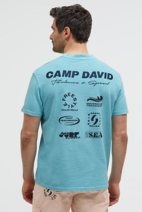 CAMP DAVID T-Shirt aus Slub-Pikee mit Back-Artwork