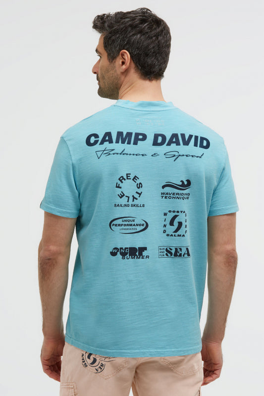 CAMP DAVID T-Shirt aus Slub-Pikee mit Back-Artwork