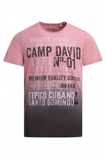 CAMP DAVID T-Shirt Dip Dye mit Vintage Print - beachy red