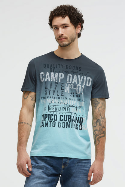 CAMP DAVID T-Shirt Dip Dye mit Vintage Print - green shadow