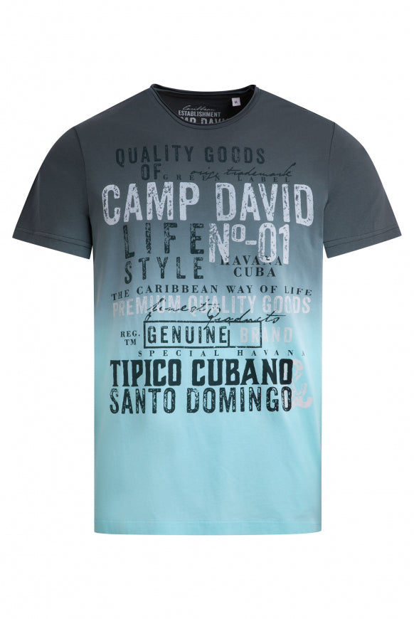 CAMP DAVID T-Shirt Dip Dye mit Vintage Print - green shadow