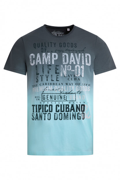 CAMP DAVID T-Shirt Dip Dye mit Vintage Print - green shadow