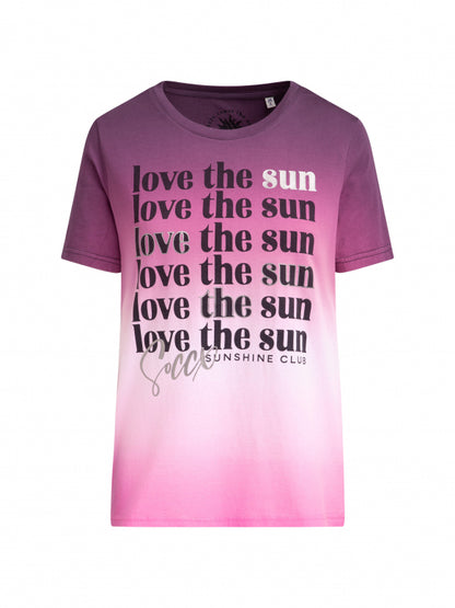 SOCCX T-Shirt Dip Dye mit Wording Print - vivid pink