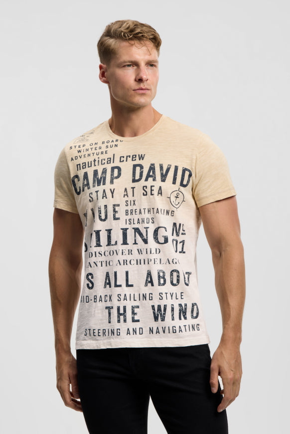 CAMP DAVID T-Shirt Dip Dye mit Wording Prints