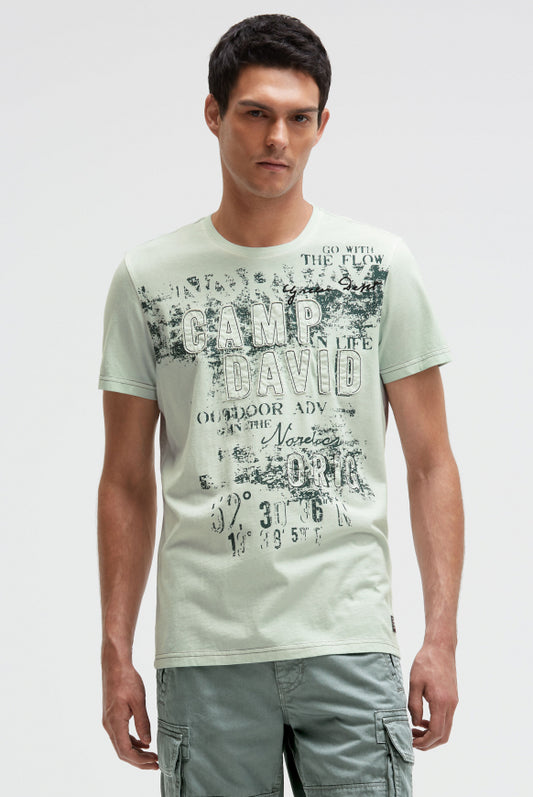 CAMP DAVID T-Shirt im Used Look mit Logo-Applikationen