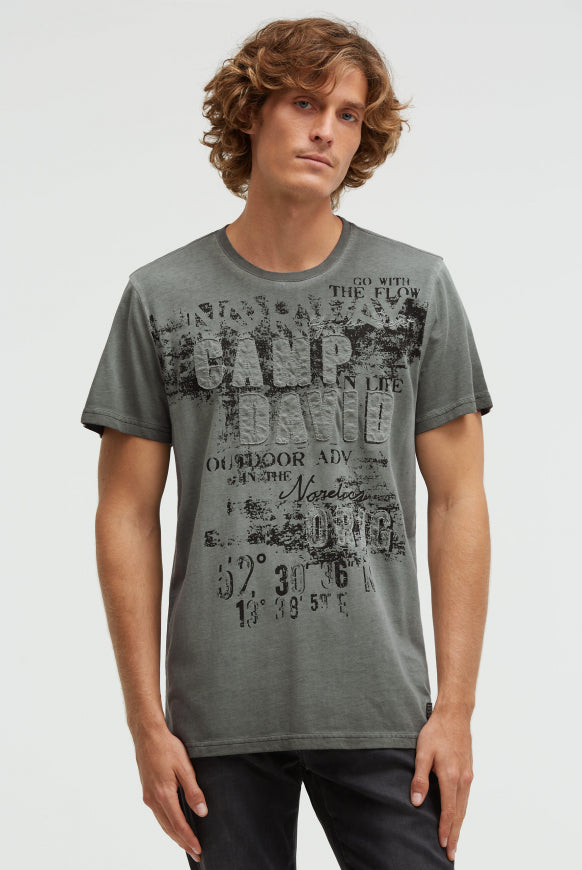 CAMP DAVID T-Shirt im Used Look mit Logo-Applikationen