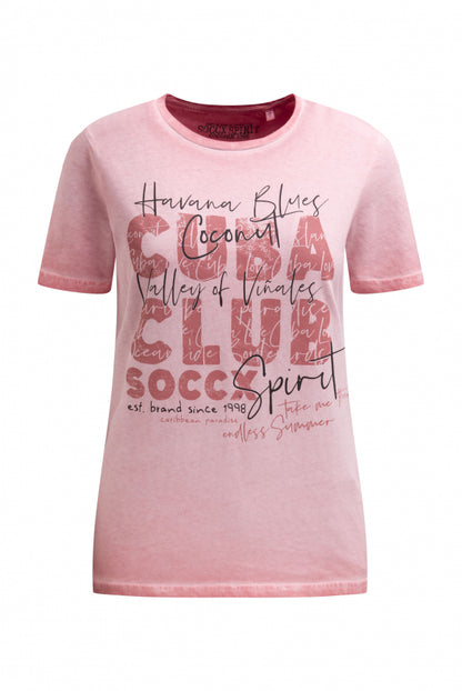 SOCCX T-Shirt Inside Oil Dyed mit Cuba Print - beachy red