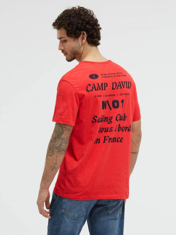 CAMP DAVID T-Shirt mit Backprint - blaze coral
