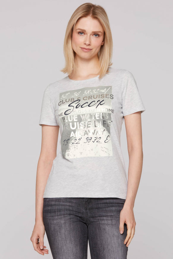 SOCCX T-Shirt mit Photoprint - grey melange