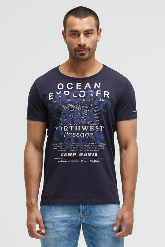 CAMP DAVID T-Shirt mit Puffprint im Used Look