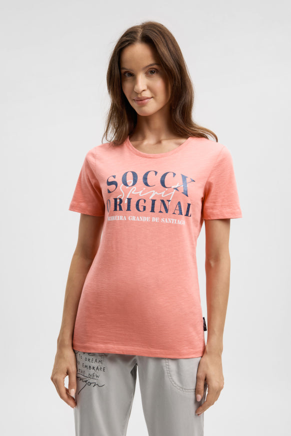 SOCCX T-Shirt mit Rundhalsausschnitt und Print