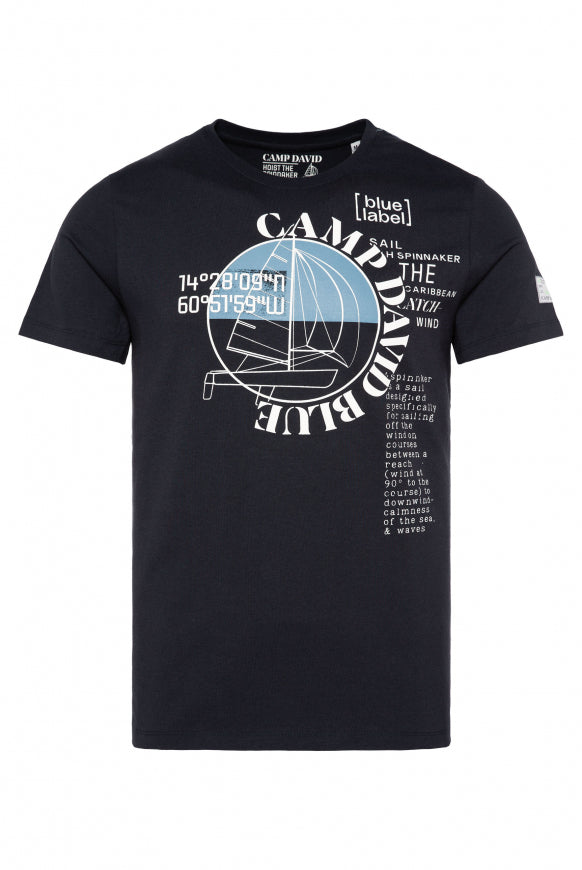 CAMP DAVID T-Shirt mit Sailing Print - navy