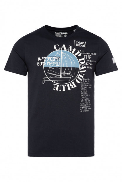 CAMP DAVID T-Shirt mit Sailing Print - navy