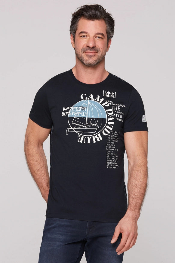 CAMP DAVID T-Shirt mit Sailing Print - navy